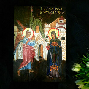 Αγία Ειρήνη η Χρυσοβαλάντου Χειροποίητη Εικόνα Σε Ξύλο 15x20cm - πίνακες & κάδρα, πίνακες ζωγραφικής, εικόνες αγίων - 2