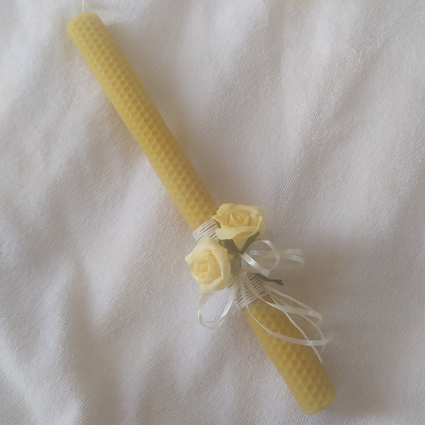 Λαμπάδα με χειροποίητη μέλισσα 45 cm - λαμπάδες, λούτρινο, ζωάκια - 4