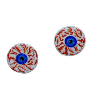 “Spooky Eyes” Earrings - Χειροποίητα σκουλαρίκια από πηλό ζωγραφισμένα στο χέρι (3 εκ. διάμετρος, ανοξείδωτο υποαλλεργικό ατσάλι, πηλός, στρογγυλά) - πηλός, μικρά - 2