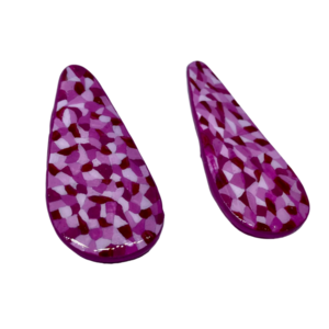 “Pink Ovals” Earrings - Χειροποίητα σκουλαρίκια απο πηλό ζωγραφισμένα στο χέρι (5 εκ. μήκος, ανοξείδωτο υποαλλεργικό ατσάλι, πηλός, οβάλ) - πηλός, μεγάλα - 2