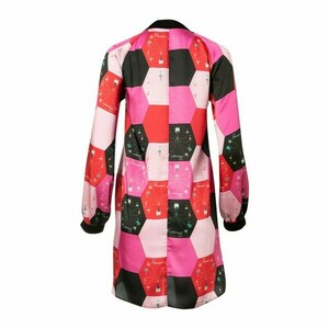 PENNY DRESS-Mίνι Σατέν Eμπριμέ Φόρεμα με Φιόγκο στον Λαιμό (Μannequini Pink) - mini, συνθετικό - 4