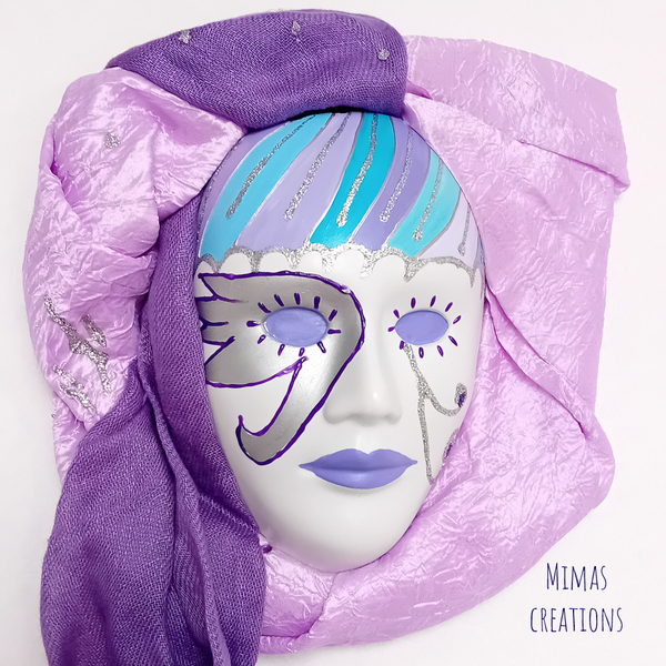 Πορσελάνινη μάσκα τοίχου Purple umbrella - διακοσμητικά, πίνακες ζωγραφικής - 4