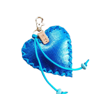 Μπλε Δερμάτινο Μπρελόκ Καρδιά με μονόγραμμα ή αρχικά - δέρμα, personalised, ζευγάρια, αγ. βαλεντίνου, αυτοκινήτου - 2