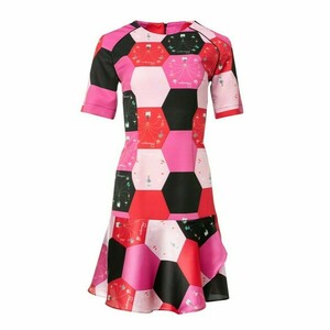 MELISSA DRESS-Mίνι Εμπριμέ Κοντομάνικο Φόρεμα Με Βολάν (Μannequini Pink) - πολυεστέρας, mini, γάμου - βάπτισης - 4