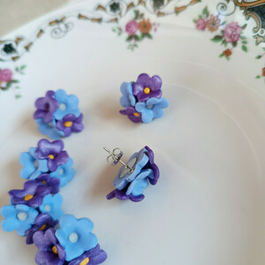 Μωβ μπουκετάκια - μαργαριτάρι, πηλός, λουλούδι, ατσάλι - 4