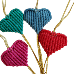 Καρδούλες macrame - καρδιά, κορδόνια, μαμά, μαμά και κόρη, αυξομειούμενα