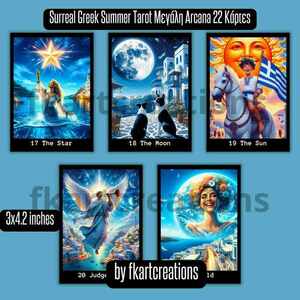 Greek Summer Tarot Deck (22 κάρτες, μεγάλη Arcana) - εκτύπωση, DIY, κάρτες - 3