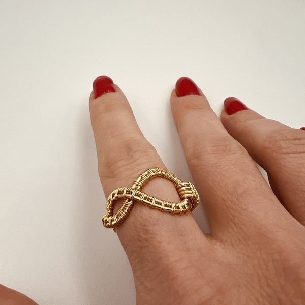 Επίχρυσο Δαχτυλίδι Infinity Weave - επιχρυσωμένα, ορείχαλκος, άπειρο, σταθερά, για γάμο - 4