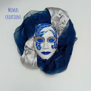 Πορσελάνινη μάσκα Blue leaf - πίνακες & κάδρα, πίνακες ζωγραφικής - 2