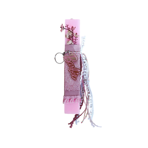 Λαμπάδα αρωματική πλακέ με μπρελόκ Barbie ροζ 22εκ - κορίτσι, λαμπάδες, για παιδιά, ήρωες κινουμένων σχεδίων