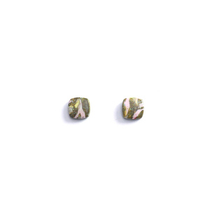 Μικρά τετράγωνα σκουλαρίκια από πηλό και γυαλί - γυαλί, πηλός, καθημερινό, μικρά, ατσάλι - 4