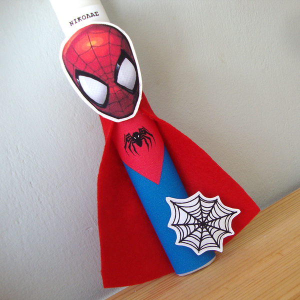 Λαμπάδα "Spiderman" με όνομα παιδιού 30εκ. - αρωματική - αγόρι, λαμπάδες, για παιδιά, σούπερ ήρωες, προσωποποιημένα - 2