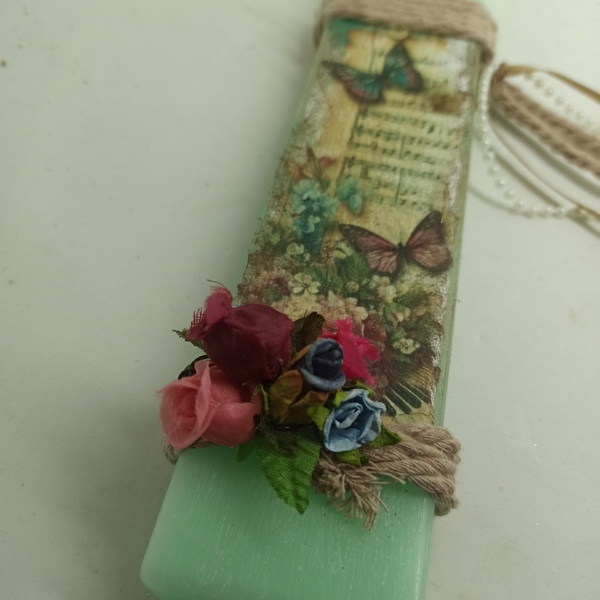 Λαμπάδα αρωματικη σαγρε 25εκ με πεταλουδες - κορίτσι, λουλούδια, λαμπάδες, για ενήλικες, για εφήβους - 2