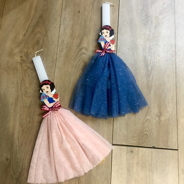 Λαμπάδα με χαρακτήρα παραμυθιού - Χιονάτη- μαγνητάκι με σομών φόρεμα - κορίτσι, λαμπάδες, για παιδιά, πριγκίπισσες - 5
