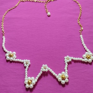 Necklace stainless steel perles!!!!!!! - γυαλί, χάντρες, λουλούδι, ατσάλι, πέρλες - 3