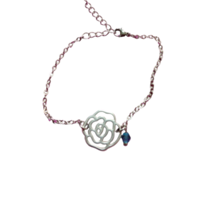 Βραχιόλι με αλυσίδα 986 - χάντρες, λουλούδι, ατσάλι, μαμά και κόρη, χεριού