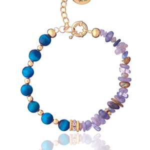 Βραχιόλι Μάτι Τίγρη σε Μπλε Απόχρωση με Λαμπραδορίτη | The Gem Stories Jewelry - ασήμι, ημιπολύτιμες πέτρες, επιχρυσωμένα, χεριού, αυξομειούμενα