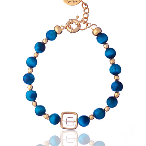 Βραχιόλι Μάτι Τίγρη σε Μπλε Απόχρωση με Τετράγωνο Στοιχείο| The Gem Stories Jewelry - ασήμι, ημιπολύτιμες πέτρες, επιχρυσωμένα, χεριού, αυξομειούμενα