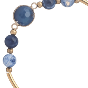 Βραχιόλι με Στοιχείο Μπλε Αχάτη| The Gem Stories Jewelry - ασήμι, ημιπολύτιμες πέτρες, επιχρυσωμένα, χεριού, αυξομειούμενα - 2