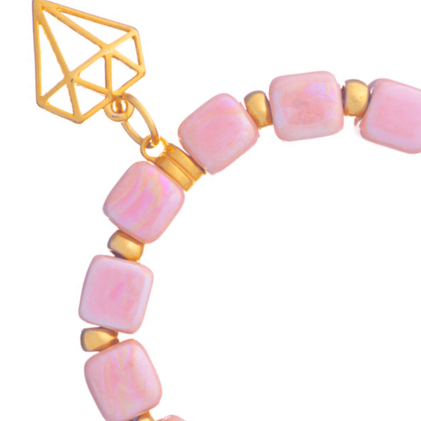 Κεραμικό Βραχιόλι σε Ροζ Χρώμα| The Gem Stories Jewelry - ασήμι, ημιπολύτιμες πέτρες, επιχρυσωμένα, χεριού, αυξομειούμενα - 2