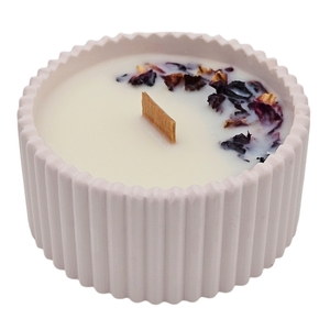 Minimal Χειροποίητο Αρωματικό Κερί Σόγιας σε Κεραμικό δοχείο με ξύλινο φυτίλι - κερί σόγιας, αρωματικά χώρου, soy candles, vegan κεριά - 2