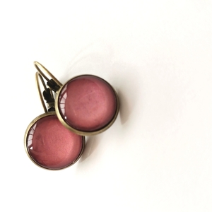 Σκουλαρίκια με γυάλινο στοιχείο, Vintage pink - γυαλί, ορείχαλκος