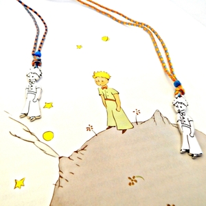 Κολιέ «Μικρός Πρίγκιπας» με τρίχρωμο κορδόνι - ορείχαλκος, επάργυρα, μακριά, boho - 5
