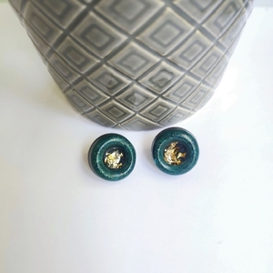 "Μini cicles" Καρφωτά σκουλαρίκια κουμπιά από υγρό γυαλί - γυαλί, μικρά, ατσάλι, φθηνά - 2