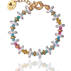 Βραχιόλι με Ημιπολύτιμους λίθους , χρωματιστά κρυσταλλα και Κοράλλια Ornela Ripple Λευκά| The Gem Stories Jewelry - ασήμι, ημιπολύτιμες πέτρες, επιχρυσωμένα, χεριού, αυξομειούμενα