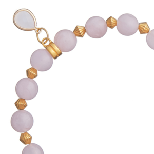 Βραχιόλι με Ροζ χαλαζία και Στοιχείο | The Gem Stories Jewelry - ασήμι, ημιπολύτιμες πέτρες, επιχρυσωμένα, χεριού, αυξομειούμενα - 2