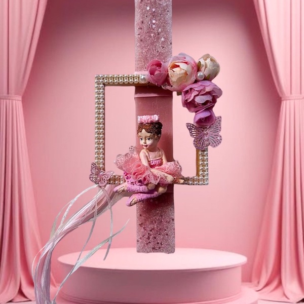 Πασχαλινη Λαμπαδα ρομαντικό κοριτσάκι με πεταλούδες - λαμπάδες, μπαλαρίνες, για παιδιά, πριγκίπισσες, για μωρά - 2