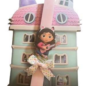 Πασχαλινή λαμπάδα Gabby με διακοσμητικό τοίχου - κορίτσι, λαμπάδες, σετ, για παιδιά, ήρωες κινουμένων σχεδίων