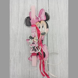 Λαμπάδα ποντίκι με ξύλινη πλάτη με ροζ αρωματικό κερί 30 cm - κορίτσι, λαμπάδες, για παιδιά, ήρωες κινουμένων σχεδίων - 3