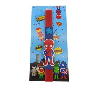 Λαμπάδα άνθρωπος αράχνη με ξύλινη πλάτη με κόκκινο κερί 27 cm - αγόρι, λαμπάδες, για παιδιά, σούπερ ήρωες, ήρωες κινουμένων σχεδίων
