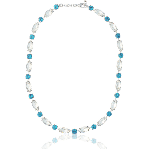 Κολιέ με Μπλε Ζιρκόν και Κρύσταλλα | The Gem Stories Jewelry - ημιπολύτιμες πέτρες, κοντά, ατσάλι, επιπλατινωμένα