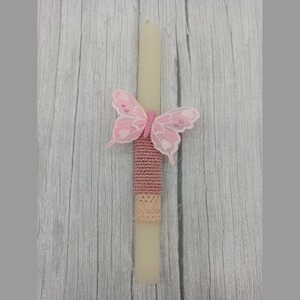 Λαμπάδα πεταλούδα με κρεμ αρωματικό κερί 30 cm - κορίτσι, λαμπάδες, για ενήλικες, για εφήβους - 2