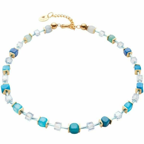 Κολιέ από Αχάτη σε Αποχρώσεις Ανοιχτό Μπλε | The Gem Stories Jewelry - ημιπολύτιμες πέτρες, επιχρυσωμένα, κοντά, ατσάλι
