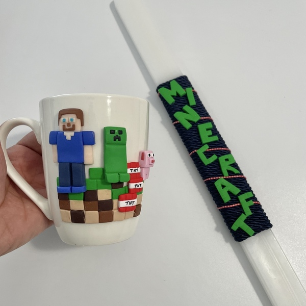 Λαμπαδα Minecraft με κούπα. - αγόρι, λαμπάδες, για παιδιά, ήρωες κινουμένων σχεδίων