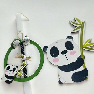 Λαμπάδα Panda Wood - λαμπάδες, για παιδιά, ζωάκια, για μωρά, παιχνιδολαμπάδες