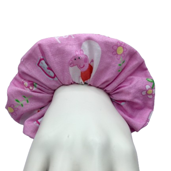 Υφασμάτινο λαστιχάκι scrunchie με ήρωα κινουμένων σχεδίων μικρό γουρουνάκι μικρού μεγέθους (11 εκ. ) σε ροζ αποχρώσεις - ύφασμα, κορίτσι, για τα μαλλιά, λαστιχάκια μαλλιών - 5