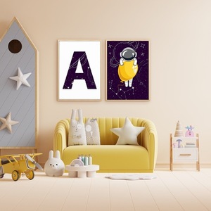A4 Αφίσες | Σετ των 2 | Προσωποποιημένο Θεματικό Πόστερ | Αστροναύτης, Μπαλόνι, Διάστημα | Πόστερ Ελληνικά | Πόστερ για παιδικό δωμάτιο | Αγόρι - Κορίτσι - αγόρι, αφίσες, διάστημα, προσωποποιημένα - 2
