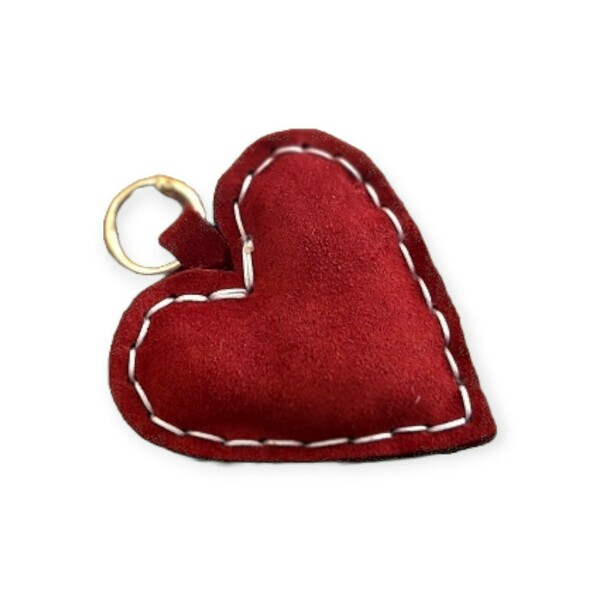 Δερμάτινο Μπρελόκ Κόκκινη Καρδιά, Μάκρος 11 εκ. - δέρμα, καρδιά, ζευγάρια, αυτοκινήτου, σπιτιού
