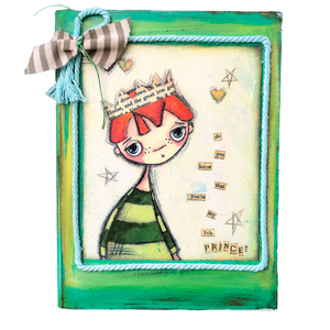 Πράσινη λαμπάδα με ξύλινο κουτί «πρίγκιπας». - Διαστάσεις λαμπάδας: 24*2,7 εκ. - αγόρι, λαμπάδες, σετ, για παιδιά, πρίγκηπες - 3