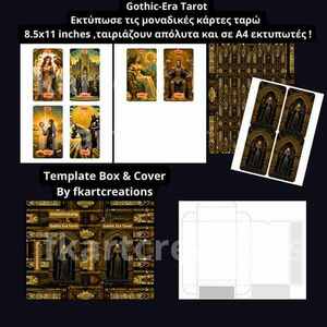 Gothic Era Tarot, Γοτθική Τράπουλα Ταρώ Εκτυπώσιμες Κάρτες Μεγάλη και μικρή αρκάνα 78 κάρτες και κουτί - εκτύπωση, DIY, κάρτες - 2