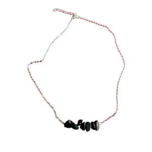 Necklace με ημιπολύτιμες πέτρες,μαύρος ονυχας τσιπς! - ημιπολύτιμες πέτρες, κοντά, ατσάλι