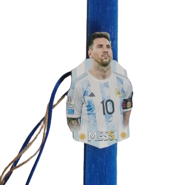 Λαμπάδα αρωματική μπλε πλακέ ξυστη με τον Messi - αγόρι, λαμπάδες, για παιδιά, για εφήβους, σπορ και ομάδες