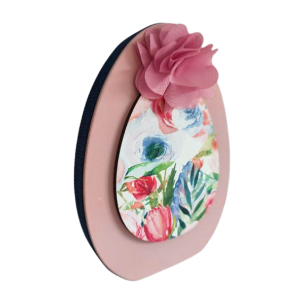Ξύλινο Διακοσμητικό Ροζ Αυγό Floral 25cm - διακοσμητικά, πασχαλινά αυγά διακοσμητικά, πασχαλινά δώρα, προσωποποιημένα, διακοσμητικό πασχαλινό