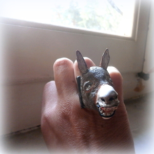 Γελαστός γάιδαρος δαχτυλίδι ρυθμιζόμενο γλυπτό από πολυμερή πηλό - πηλός, αυξομειούμενα