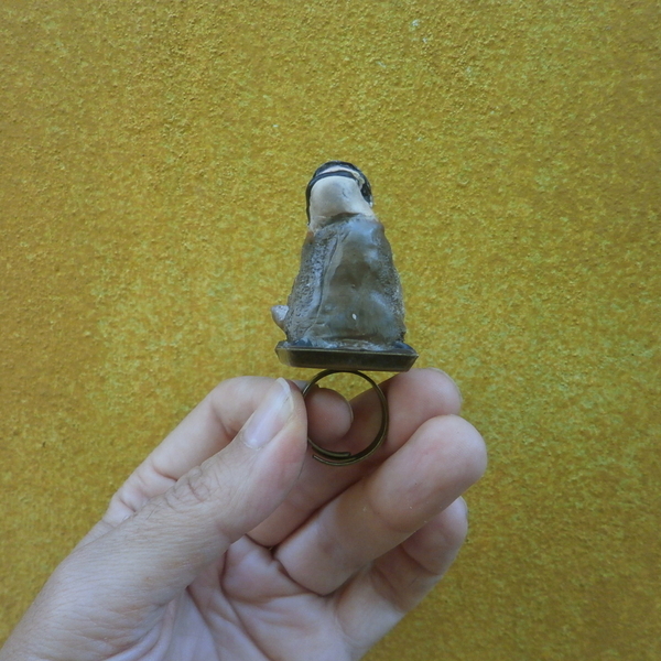 Γελαστός γάιδαρος δαχτυλίδι ρυθμιζόμενο γλυπτό από πολυμερή πηλό - πηλός, αυξομειούμενα - 4
