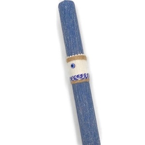 Αρωματική μπλε στρόγγυλη ξυστή λαμπάδα 25cm, με κορδόνι και ματάκι - αγόρι, λαμπάδες, για ενήλικες, αρωματικές λαμπάδες, για εφήβους